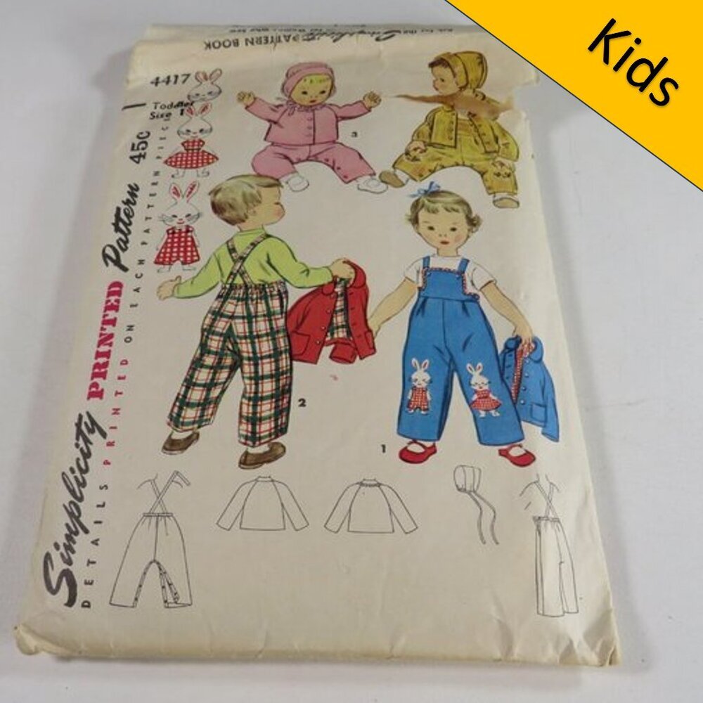 Simplicity 4417 Clothing Pattern (complete) Toddler Clothes size 1